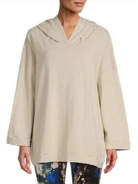 Bryn Walker Frank Hoodie Turnip Beige Cotton Oversized Pullover size XL
